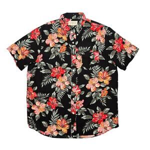 Denim & Supply Ralph Lauren Black Floral Hawaiian Shirt Mens XL